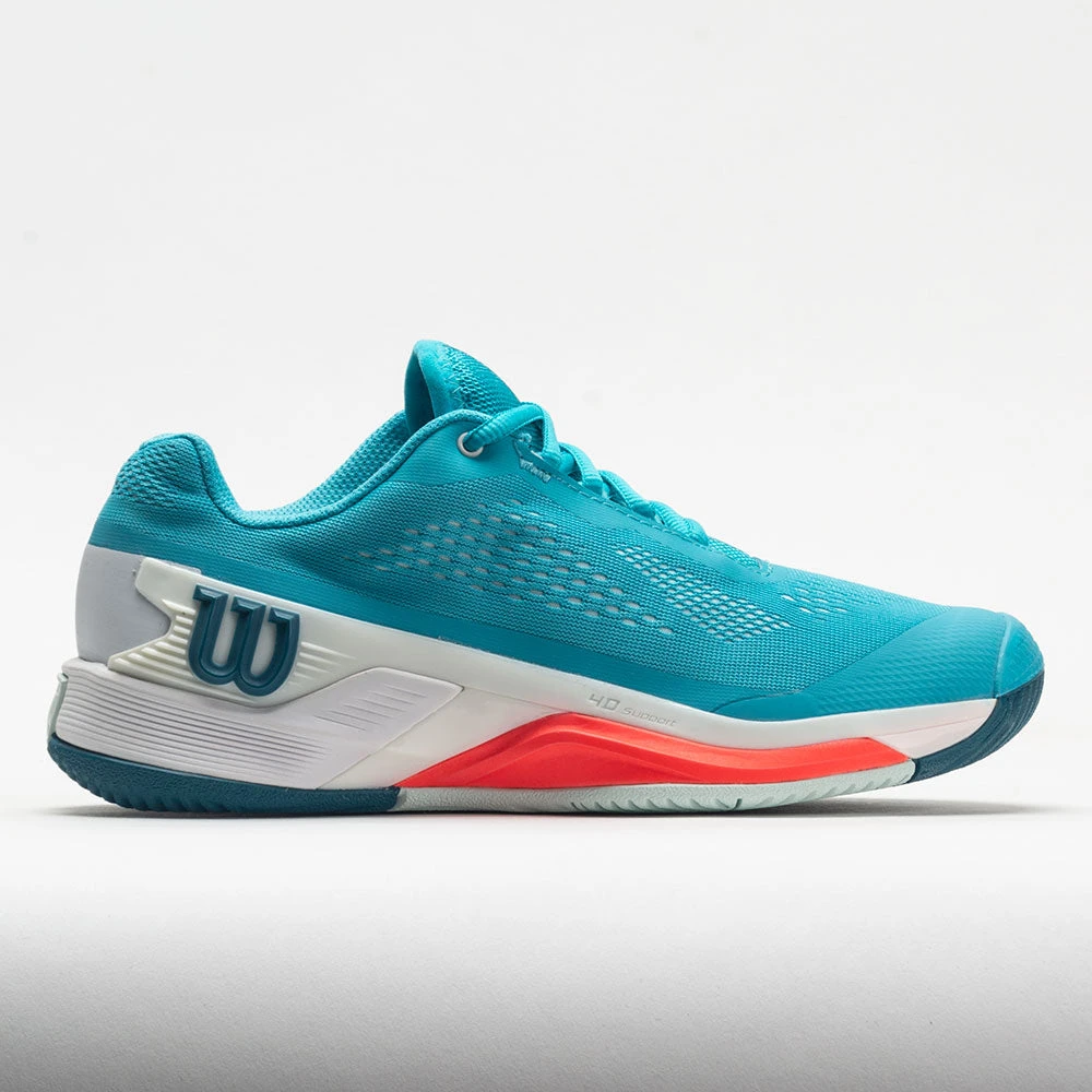 Wilson Rush Pro 4.0 Women's Scuba Blue/White/Fiery Coral 3 Wilson Rush Pro 4.0 Women's Scuba Blue/White/Fiery Coral